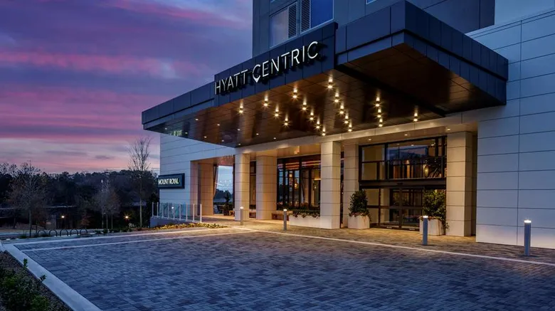 Hyatt Centric Buckhead entrance at dusk